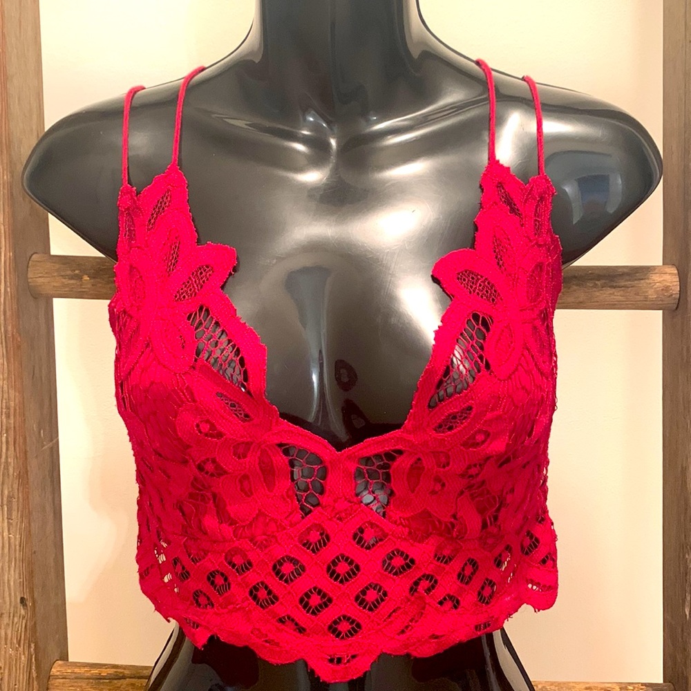 Like New Free People Lace bra size large burgundy color